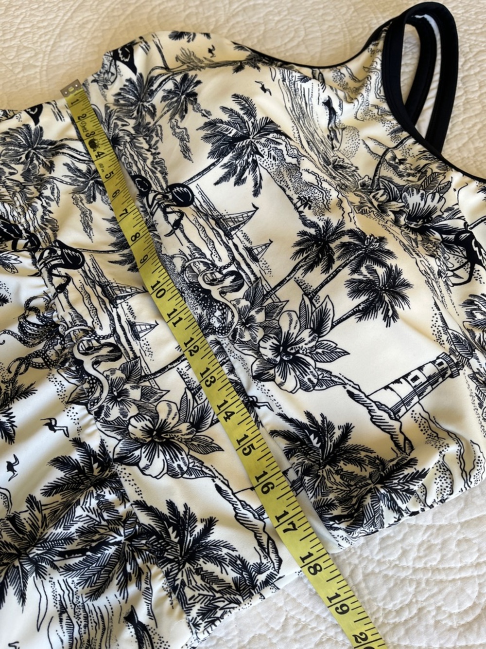 NWOT Lands' End Skirted Tugless High Neck Swim Dress 1 Piece Print 18W Support - Picture 14 of 17